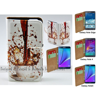 For Samsung Galaxy Note Series Spill Coffee Print Wallet Mobile Phone Case Cover