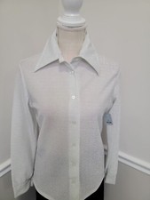 Vintage 1970s Disco Silver Metallic GO GO Mod Long Sleeve Top /Big Collar NWT