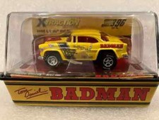 Yellow  55 BADMAN 'CHEVY BELAIR Slot Car Made For SlotsnStuff by Round2