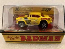 Yellow ‘55 BADMAN 'CHEVY BELAIR Slot Car Made For SlotsnStuff by Round2