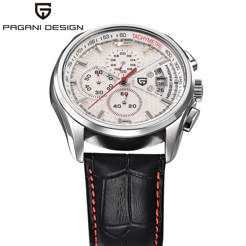 Reloj de pulsera de cuarzo cronógrafo PAGANI DESIGN de lujo para hombre caja de correa de cuero - Imagen 3 de 13