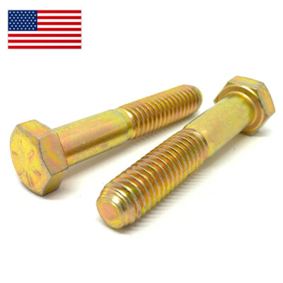 #ad 1 2quot; 20 Grade 8 Fine Hex Cap Screws Zinc Yellow USA Made Choose Length amp; Qty $702.68