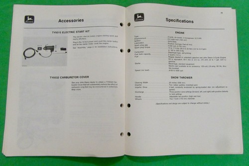 John Deere 320 Snow Thrower Operator's Manual OM-TY3913 For SN Above 45000- - Picture 7 of 8