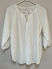 Uniqlo Womens White Peasant Top Large
