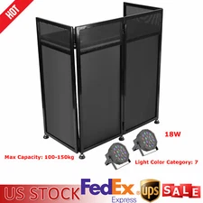 DJ Event Facade White/Black Scrim Metal Frame Booth+20"x40"Table Station+2 Lamp