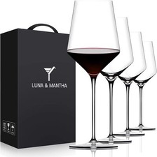 Glasses Set of 4, Premium Crystal Wine Glasses Hand Blown,15 oz,Thin Rim,Long St