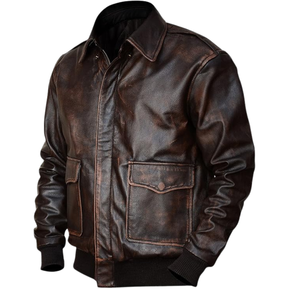 Mens A2 WWII Air Force Flight Pilot Aviatot Bomber Leather Jacket