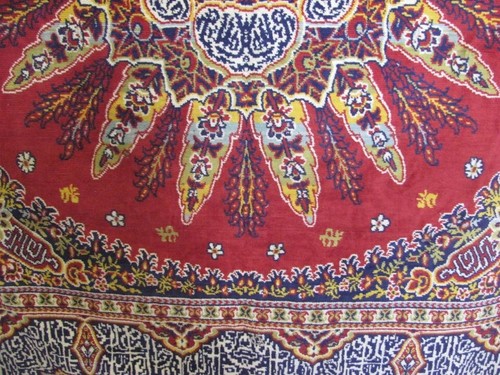 19C. ANTIQUE HANDMADE TABLECLOTH COVER RUG CARPET COTTON - Picture 8 of 13