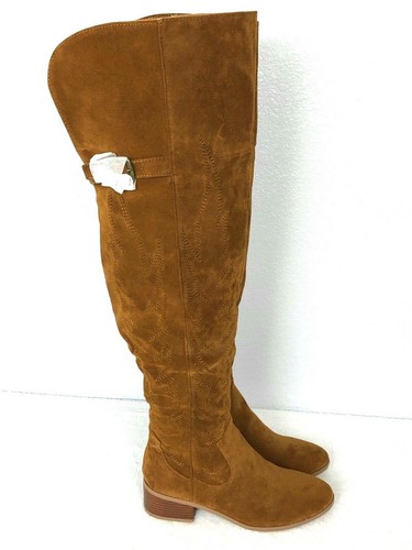 NEW Yoki Womens Brown Faux Suede Over The Knee Boho Western Boots Size 7 - Picture 3 of 9