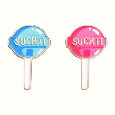 Suck It! Enamel Pin- Cute Lil Sucker Pink Or Blue- Small Candy Innuendo Adorable