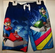 Super Mario Nintendo Luigi Mariokart Swim Board Shorts Trunks Boys 4 / 5 NWT
