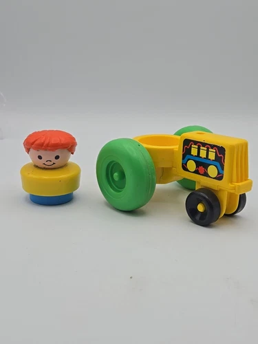 Vintage Fisher Price Little People Farm Tractor + Chunky Figure 1990