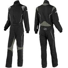 -OPEN BOX-Simpson HX02421 Helix 1 Piece Racing Suit XL Black/Grey SFI 3.2A/5