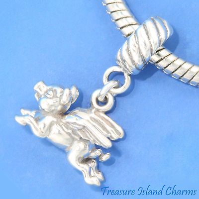 Flying Pig Piggy 925 Solid Sterling Silver European Dangle Bead