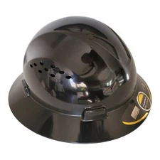 Full brim hard hat black with fas-trac suspension
