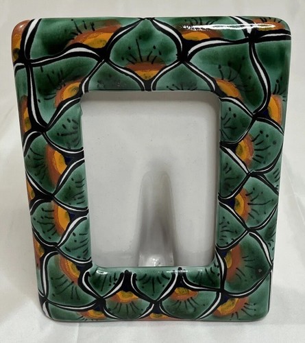 Mexikanischer Talavera Blumen Bilderrahmen Keramik handgemalt passt 3,5” x 5” Foto