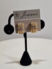 Joann’s Large Earrings, Gold Tone With Stones, *7