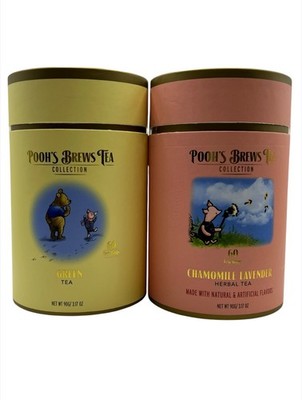 2 PK - Pooh s Brews Tea Collection Green Tea / Chamomile Lavender    60 Tea Bags