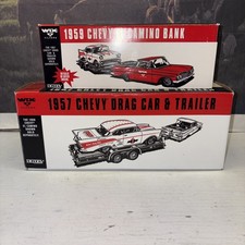 WIX 1959 CHEVROLET ELCAMINO  1957 CHEVY DRAG CAR  TRAILER ERTL DIE CAST SET-D