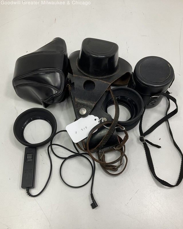 Lot Of SLR Camera Accessories Cases Lens Caps Remote Minolta