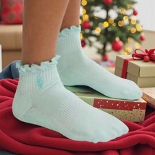  18 Free People Movement Pistachio Green Ruffle Sport Socks Winterberry