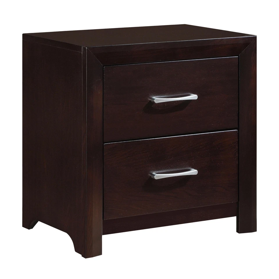 Mesita de noche contemporánea de madera Lexicon Edina de 2 cajones en espresso Foto 2 de 4