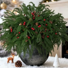 Artificial Norfolk Pine Stems for Christmas Decorations, 10 Pcs 18 inch Fake ...