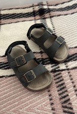 NEXT Boys Double Buckle Cushioned Footbed Sandals in Black – UK Size 8 (Infant)