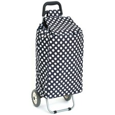 Shopping Trolley 82L Folding 2 Wheel Blue White Polka Dot Used