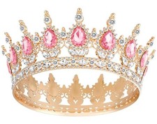 Crown for Women, Queen Crown Tiara for Birthday Wedding Party Gold Pink
