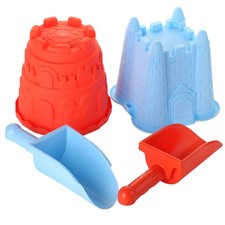 2 Sand Castle Beach Buckets and 2 Shovels for Kids - 7 Inch Large Sand Mould ...