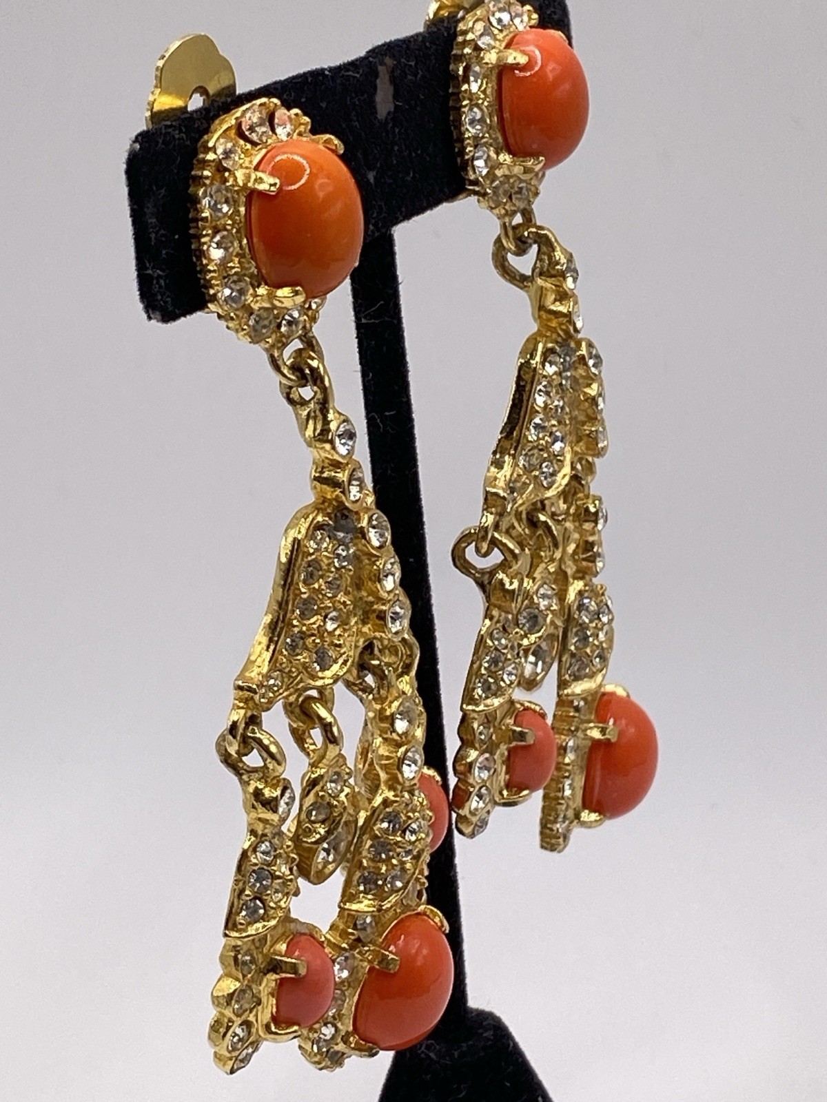 Vtg  KJL Kenneth Jay Lane Faux Coral Drop Dangle … - image 24