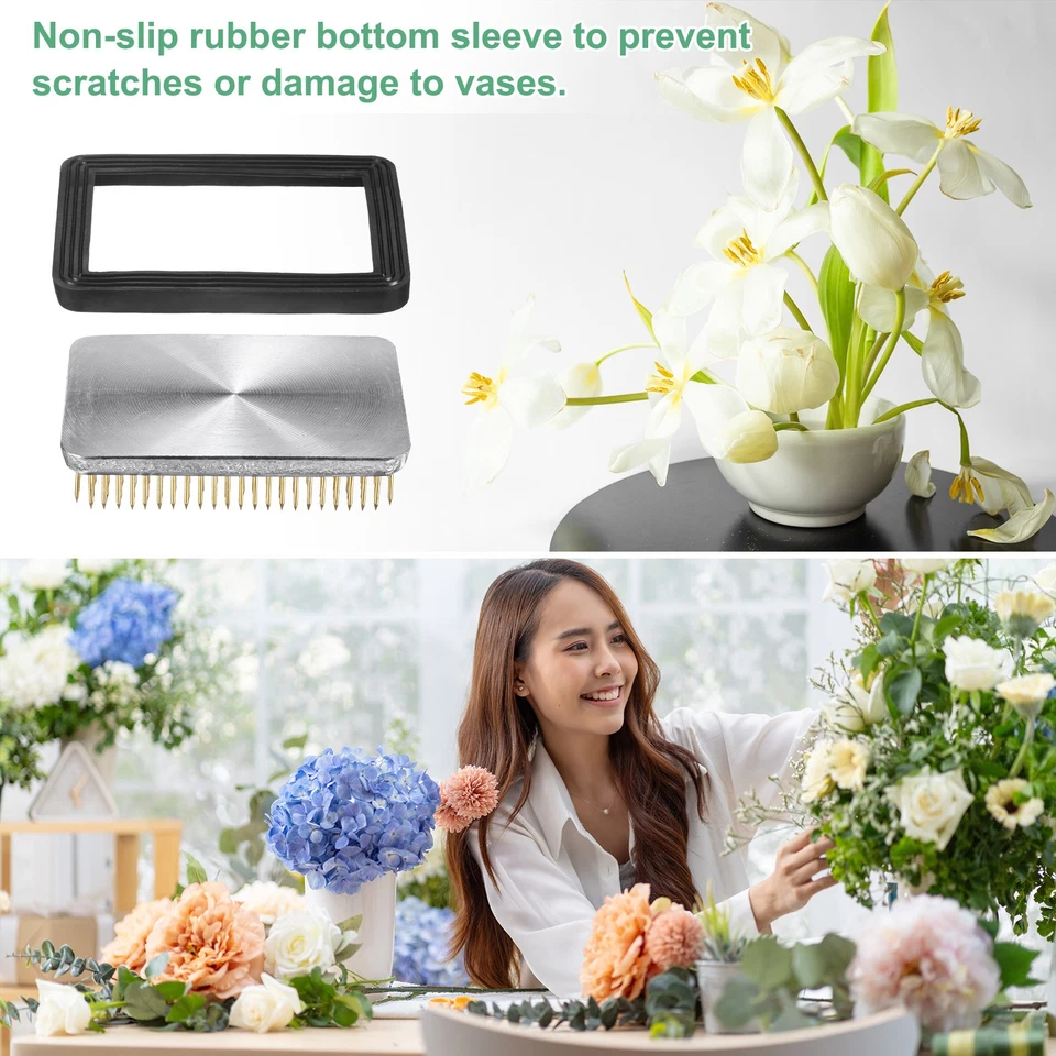 2-Pack Flower Frog 3.78" x 2.76" Rectangle Copper Flower W Rubber Base - Imagen 3 de 4