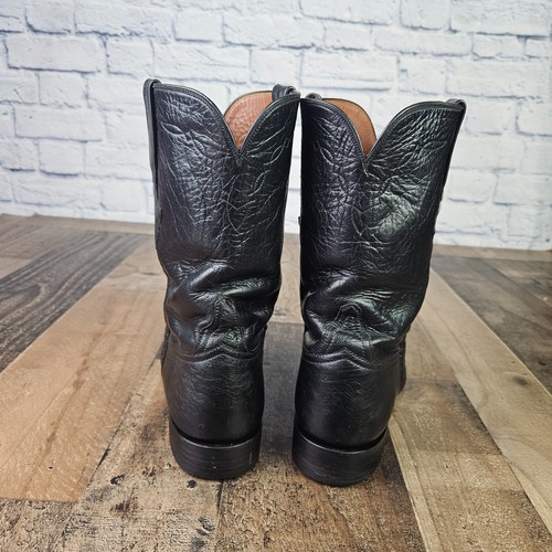 Lucchese Vintage Mens Size 8 D Black Full Quill Ostrich Cowboy Boots L8008 R - Picture 6 of 13