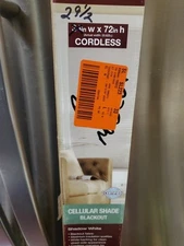 CUT 29 1/2" X 72"0 Home Decorators Shadow White Blackout Cordless Cellular Shade