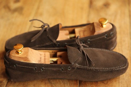 Scarpe mocassini da guida Prada in camoscio marrone scarpe da uomo UK 8,5 US 9,5 EU 42,5 - Foto 7 di 11