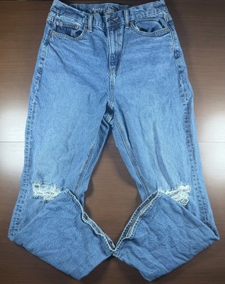 American Eagle Womens Curvy 90s Bootcut Jean Faded Distressed Size 10 Short