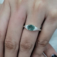 Natural Moss Agate Solitaire Art Deco Ring 925 Sterling Silver Anniversary Ring