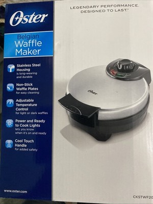 Vintage Oster Belgian Waffle Maker Stainless & Black (Model CKSTWF2000) Open Box
