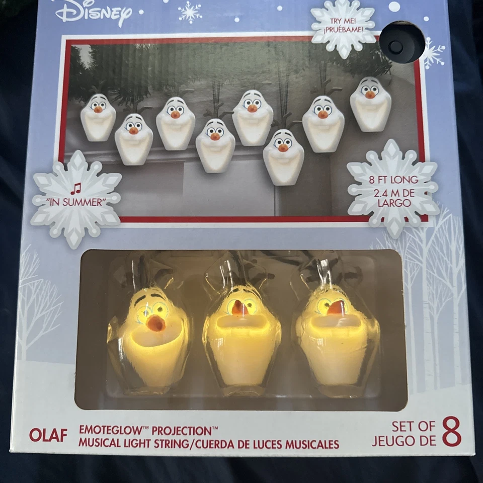 Olaf Frozen Disney 7 ft. Musical Christmas 1 set LED 8 Lights String Singing NIB - Image 2 of 2