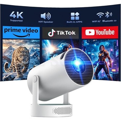 Mini Projector with WiFi and Bluetooth 4K Support Portable Movie Projector