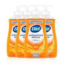 Dial Antibacterial Defense Liquid Hand Soap w/ Aloe, Gold Scent, 11 Fl Oz (4-Pac
