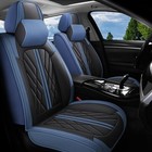 Deluxe Nappa Leather Seat Covers w/ Headrest 5 Seater Front Rear Cushion Protect