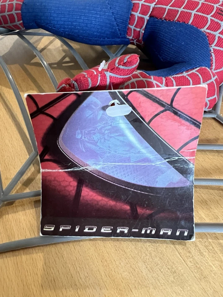 Vintage Spider-Man Plush Toy 2002 Posed On A Web-shaped Wall Hanging. Rare - Image 3 of 4