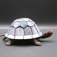 Vintage Tiffany Style Stained Glass Turtle Lamp Tortoise Accent Night Light 9"
