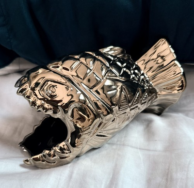 #ad RARE Disney Enchanted Tiki Bar Trader Sams Gold Piranha Tiki Mug 1st EDITION $72.99