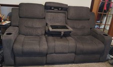 electric recliner fabric 3 seater sofa with charging ports, table, storage