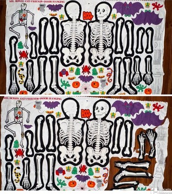 Lot 2 Cranston Mr. Bones & Friends Glow-in-Dark Skeleton Panels 1 Uncut + 1 Cut