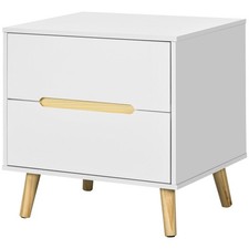 HOMCOM Comodino Moderno con 2 Cassetti 50Lx40Px50.5A cm Bianco
