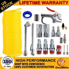 25ft 1/4" Recoil Air Hose Re Coil Spring Ends Pneumatic Compressor Accessory Kit